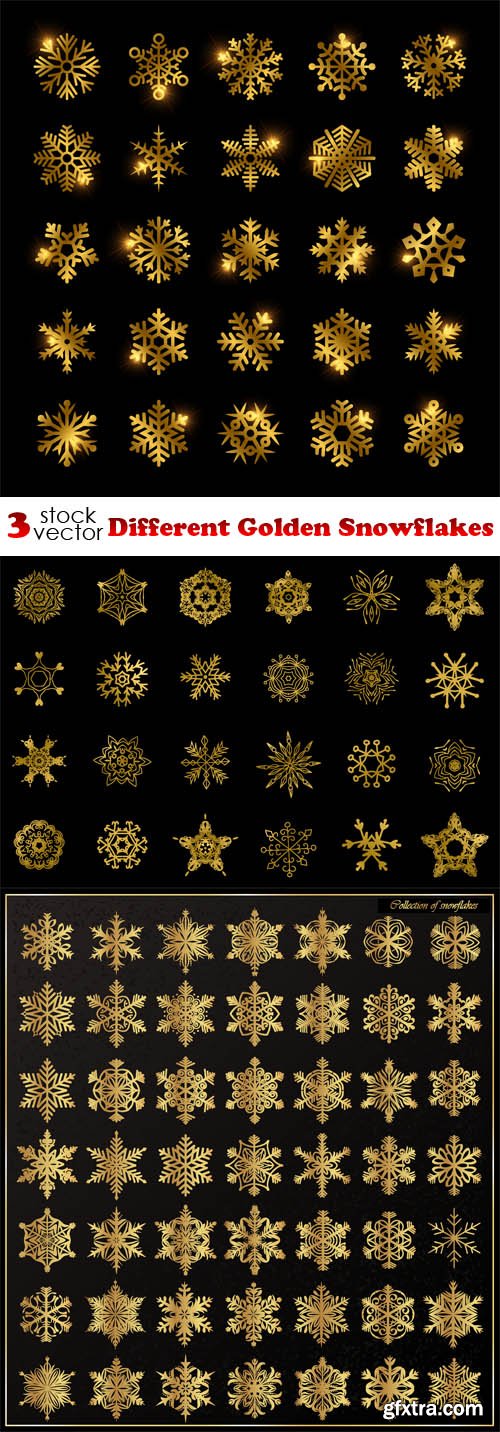 Vectors - Different Golden Snowflakes