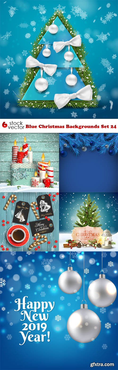 Vectors - Blue Christmas Backgrounds Set 24