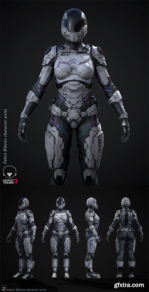 Cubebrush - Female Sci-fi Soldier
