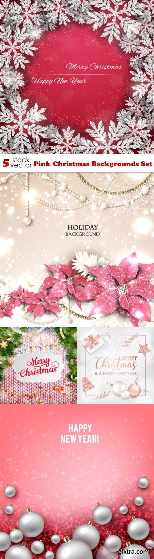 Vectors - Pink Christmas Backgrounds Set