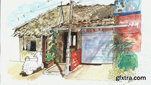 Sketch a Hut using Pens, Inks and Watercolors