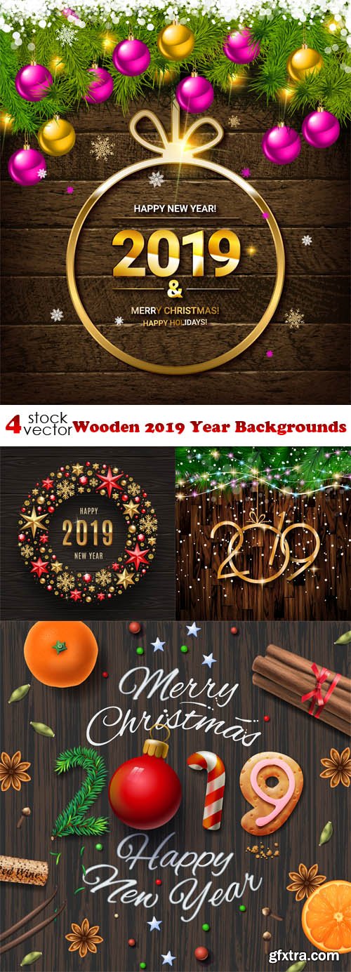 Vectors - Wooden 2019 Year Backgrounds