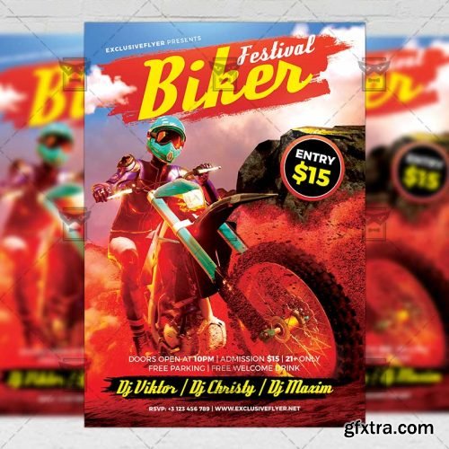 Biker Festival Flyer - Sport A5 Template