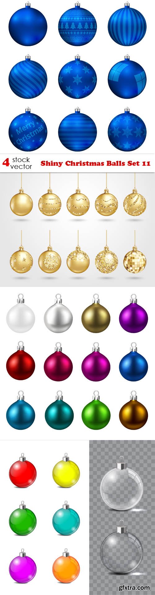 Vectors - Shiny Christmas Balls Set 11