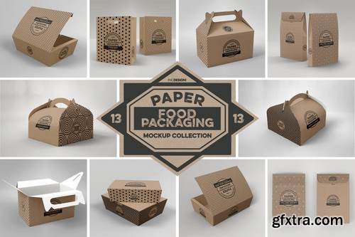 Paper Food Box Packaging Mockups Vol. 13