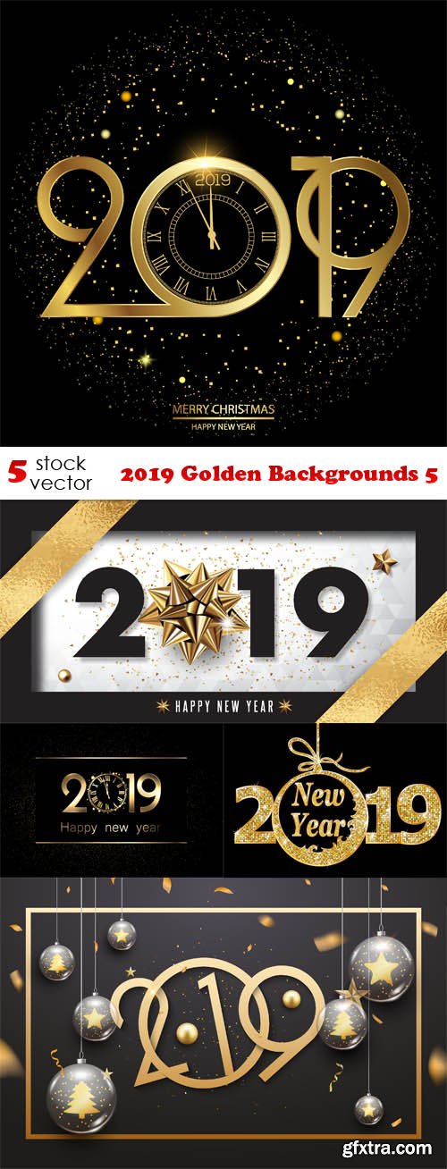 Vectors - 2019 Golden Backgrounds 5