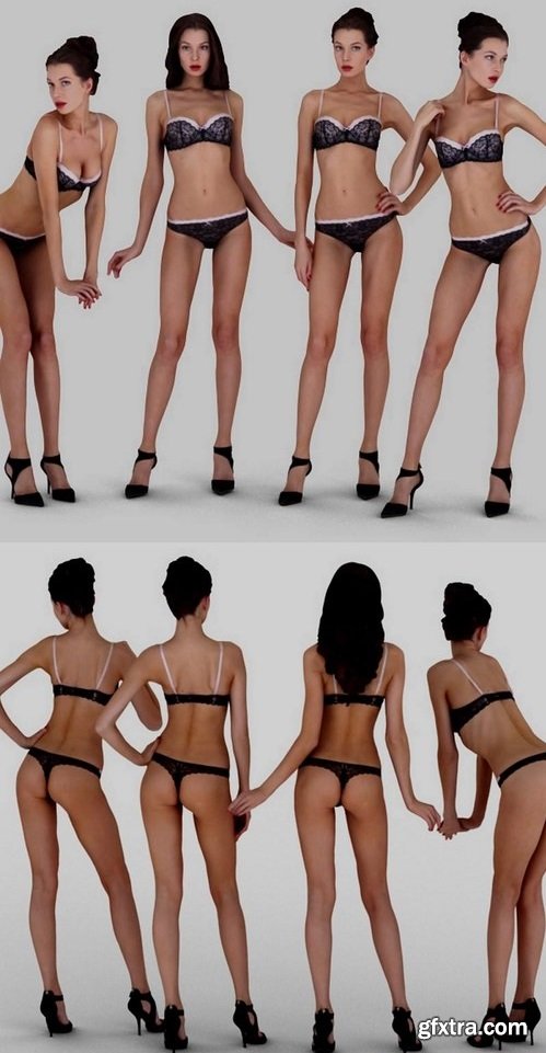 Sexy Girls Posing in Lingerie – 3D Model