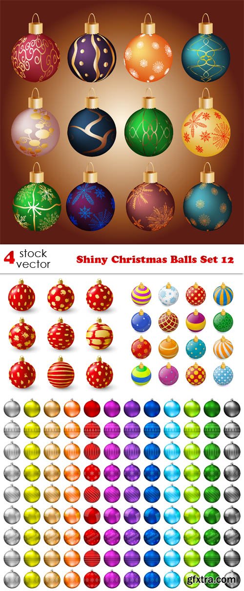 Vectors - Shiny Christmas Balls Set 12