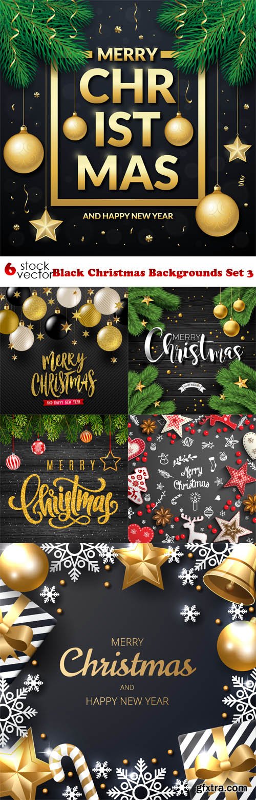 Vectors - Black Christmas Backgrounds Set 3