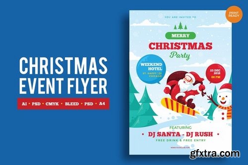 Merry Christmas Event Flyer PSD and Vector Vol1