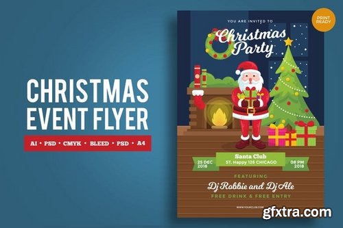 Merry Christmas Event Flyer PSD and Vector Vol3