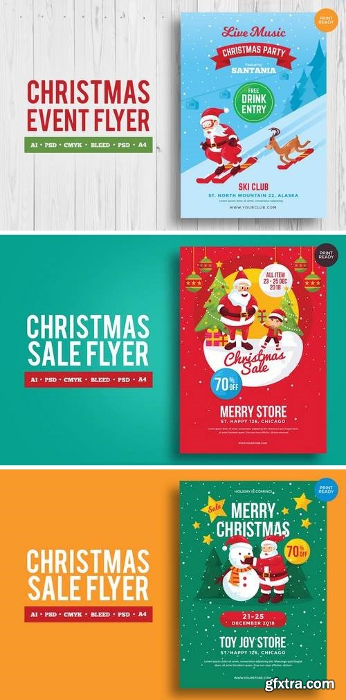 Merry Christmas Event Flyer PSD and Vector Vol.2 Bundle