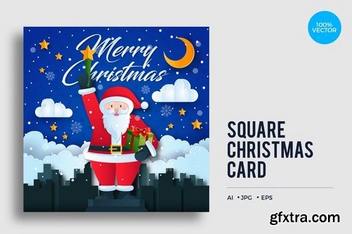Merry Christmas Square Vector Card Vol1