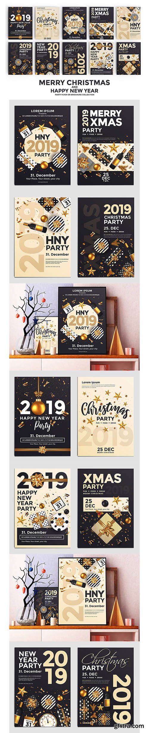 Set of 10 Christmas Party Flyer Templates 2019