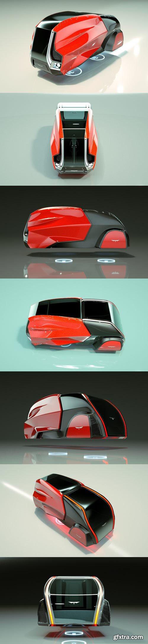 T-Hover Minivan Car 18 – Cheap & Cool series - 3D Model