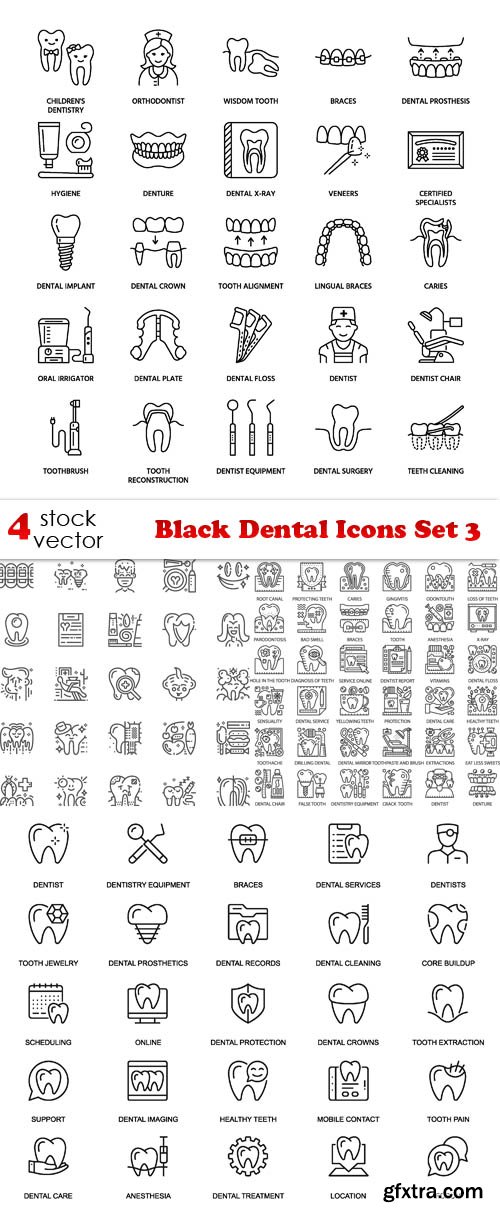 Vectors - Black Dental Icons Set 3