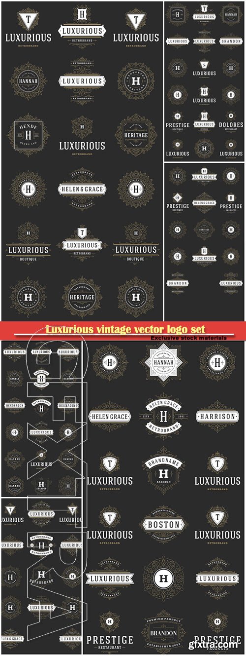 Luxurious vintage vector logo set