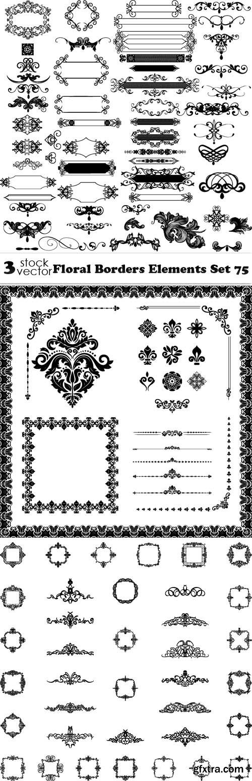Vectors - Floral Borders Elements Set 75