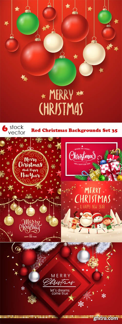 Vectors - Red Christmas Backgrounds Set 35