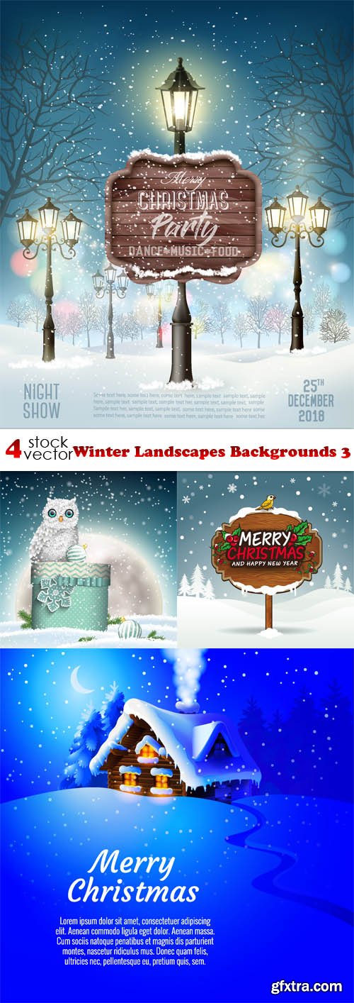 Vectors - Winter Landscapes Backgrounds 3