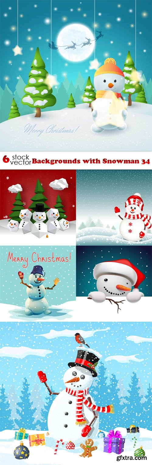 Vectors - Backgrounds with Snowman 34