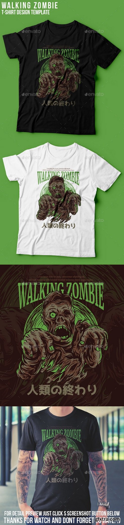Graphicriver - Walking Zombie T-Shirt Design 22801465