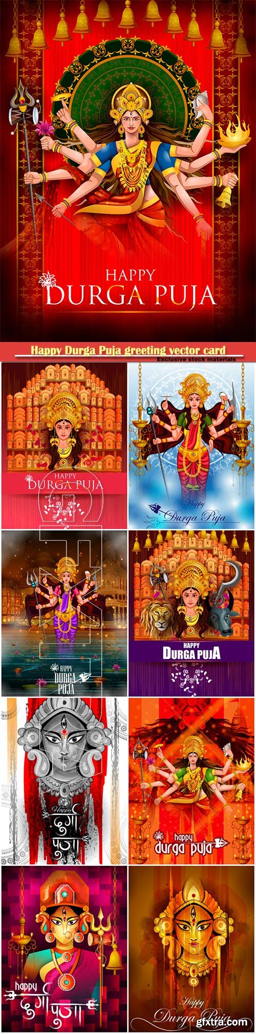 Happy Durga Puja greeting vector card