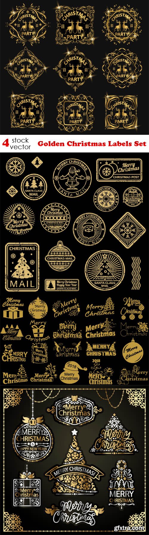 Vectors - Golden Christmas Labels Set