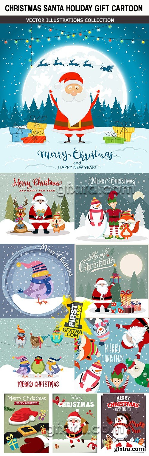 Christmas holiday santa celebration gift cartoon illustration