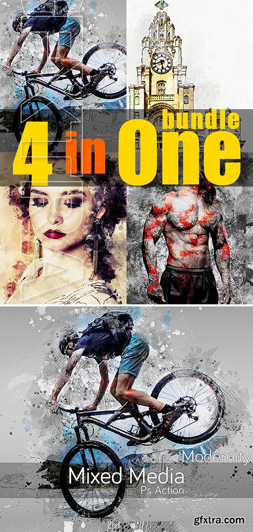 GraphicRiver - 4 in One Artistic Photoshop Actions Bundle 22931032