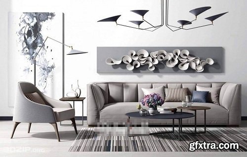 Modern Combined Sofa Living Room Interior Scene