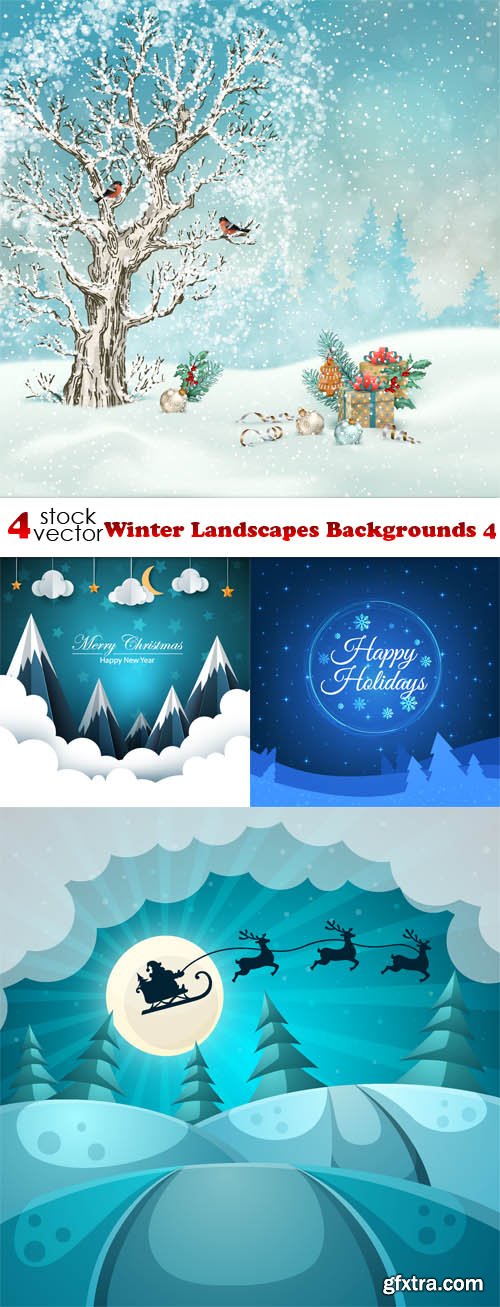 Vectors - Winter Landscapes Backgrounds 4