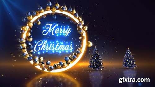 MA - Blue-Gold Merry Christmas Background Stock Motion Graphics 149178