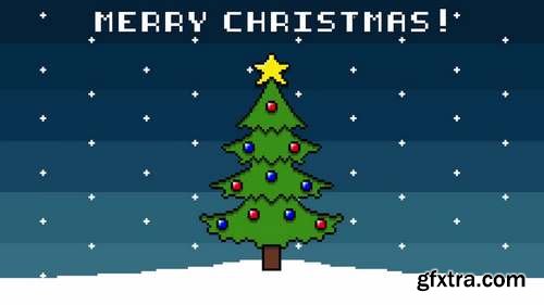 MA - Charming 8-bit Christmas Background Stock Motion Graphics 149573
