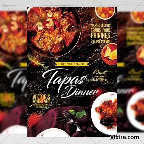 Tapas Dinner Flyer - Food A5 Template
