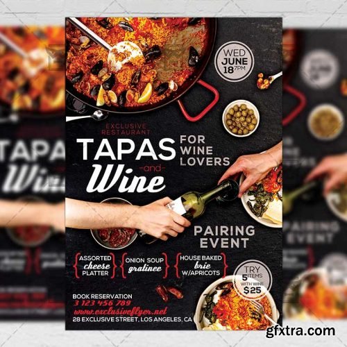 Tapas and Wine Flyer – Food A5 Template