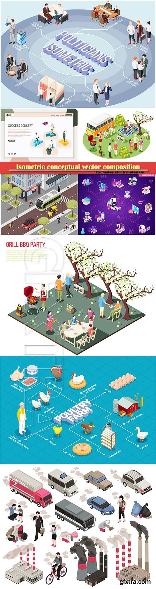 Isometric conceptual vector composition, infographics template # 68