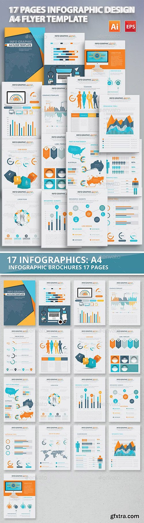17 Pages Info Graphic Elements Design 12714576