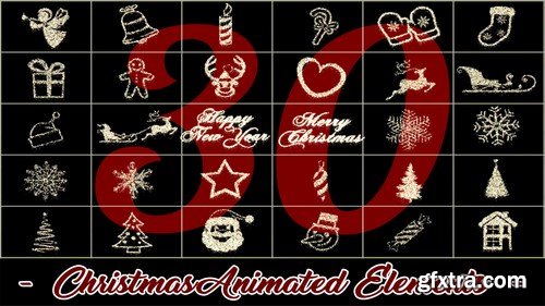 MA - 30 Sparkling Christmas Elements Pack Stock Motion Graphics 150108