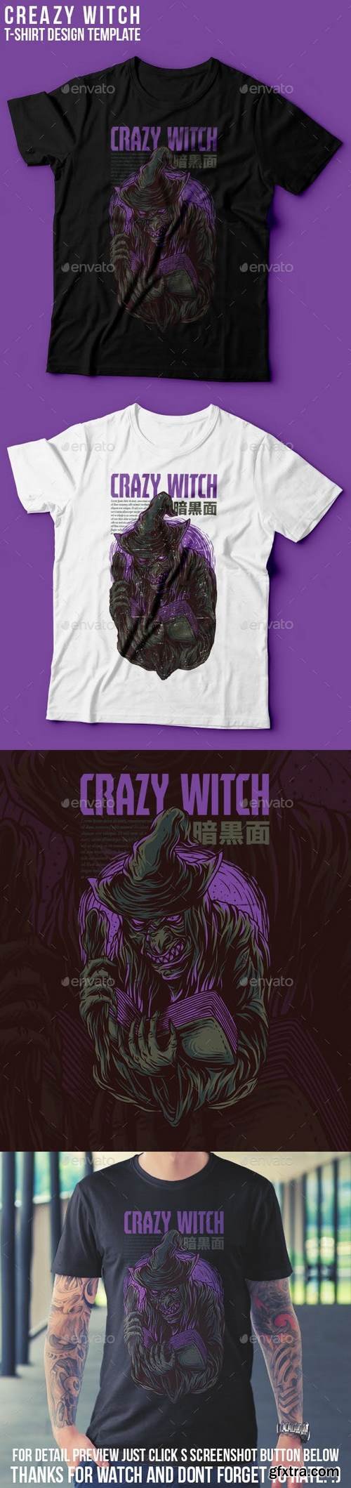 Graphicriver - Crazy Witch T-Shirt Design 22939377