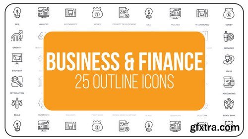 MA - Business And Finance - 25 Outline Icons After Effects Templates 149550