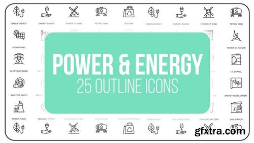 MA - Power And Energy - 25 Outline Icons After Effects Templates 149605