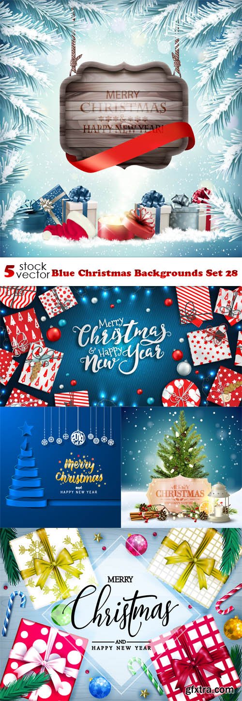 Vectors - Blue Christmas Backgrounds Set 28