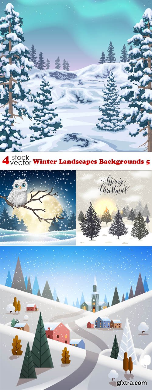 Vectors - Winter Landscapes Backgrounds 5