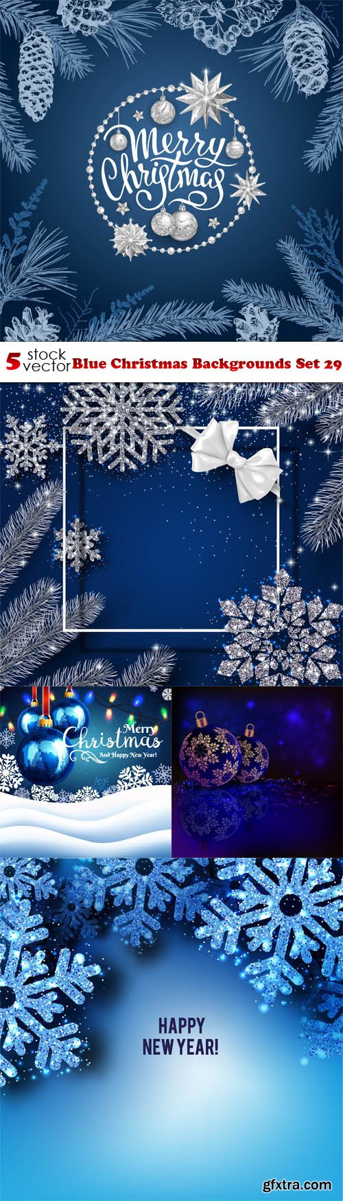 Vectors - Blue Christmas Backgrounds Set 29