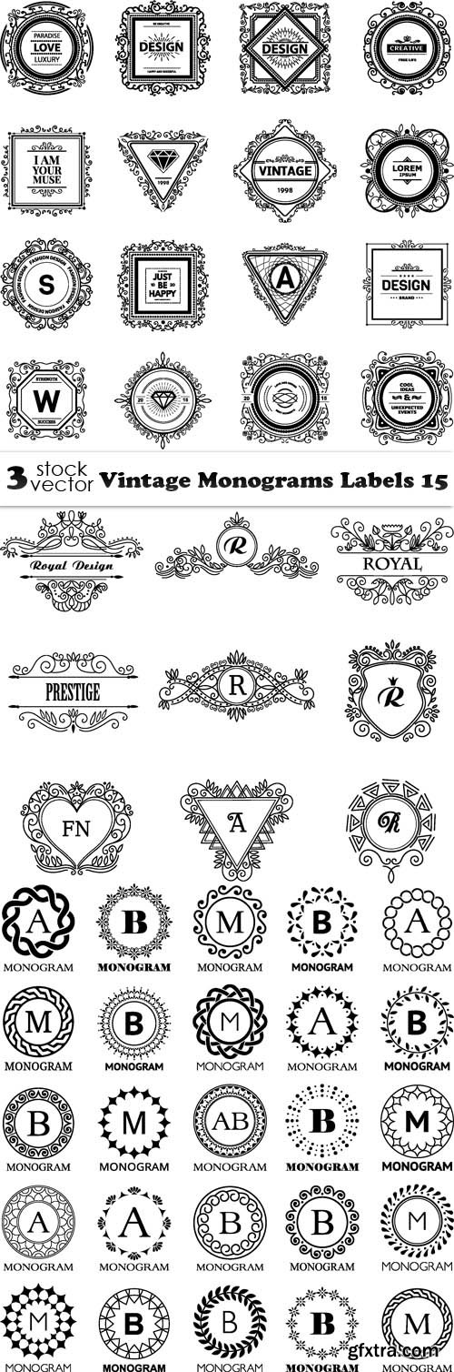 Vectors - Vintage Monograms Labels 15
