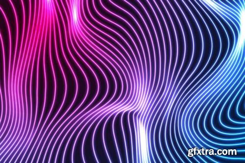 Blue ultraviolet neon wavy lines abstract backdrop