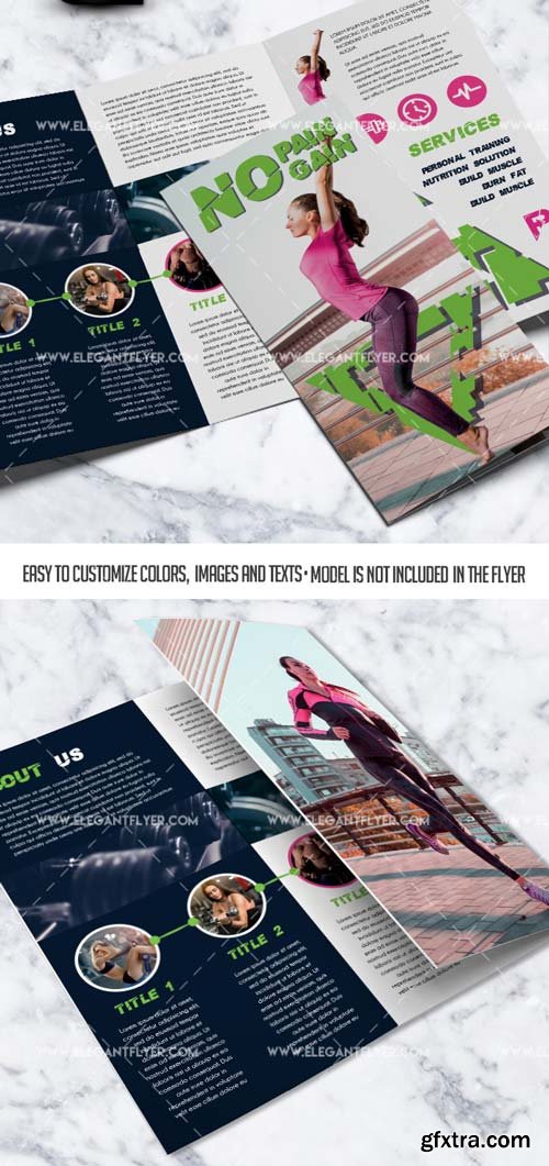 Gym & Fitness V3 2018 Tri-Fold Brochure PSD Template