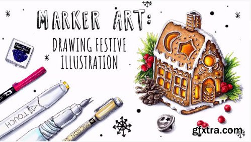 Marker Art: Drawing Festive Illustration (easy step-by-step guide)