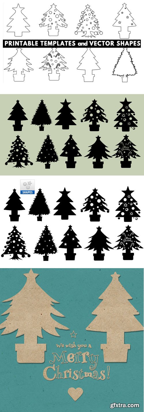 10 Christmas Tree Template Shapes for Photoshop